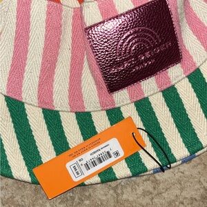 Kurt Geiger Pink and Green Striped Hat